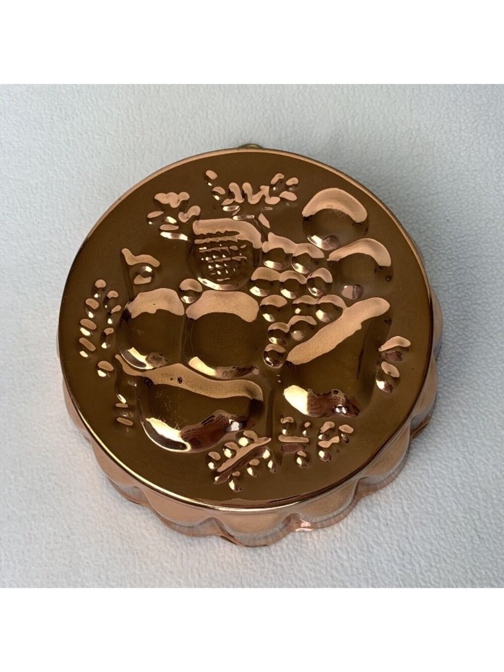 Vintage Cooks Bazaar Copper Jello Mold Wall Decor Fruit 7.25" Diameter